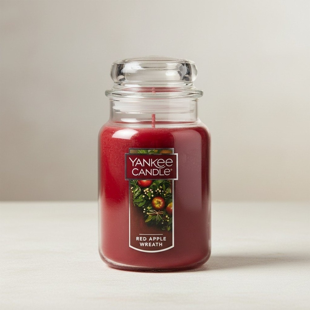 Yankee Candle Red Apple Wreath Large Jar - 22 oz Scented Candle - NWT